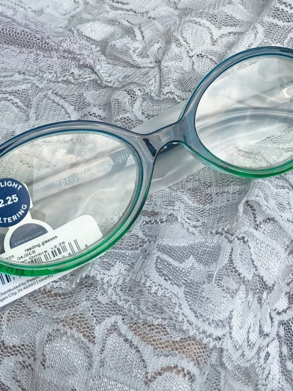 Reading Glasses by Peepers (Filly), +2.25 strength, teal/green ombre color, NWT